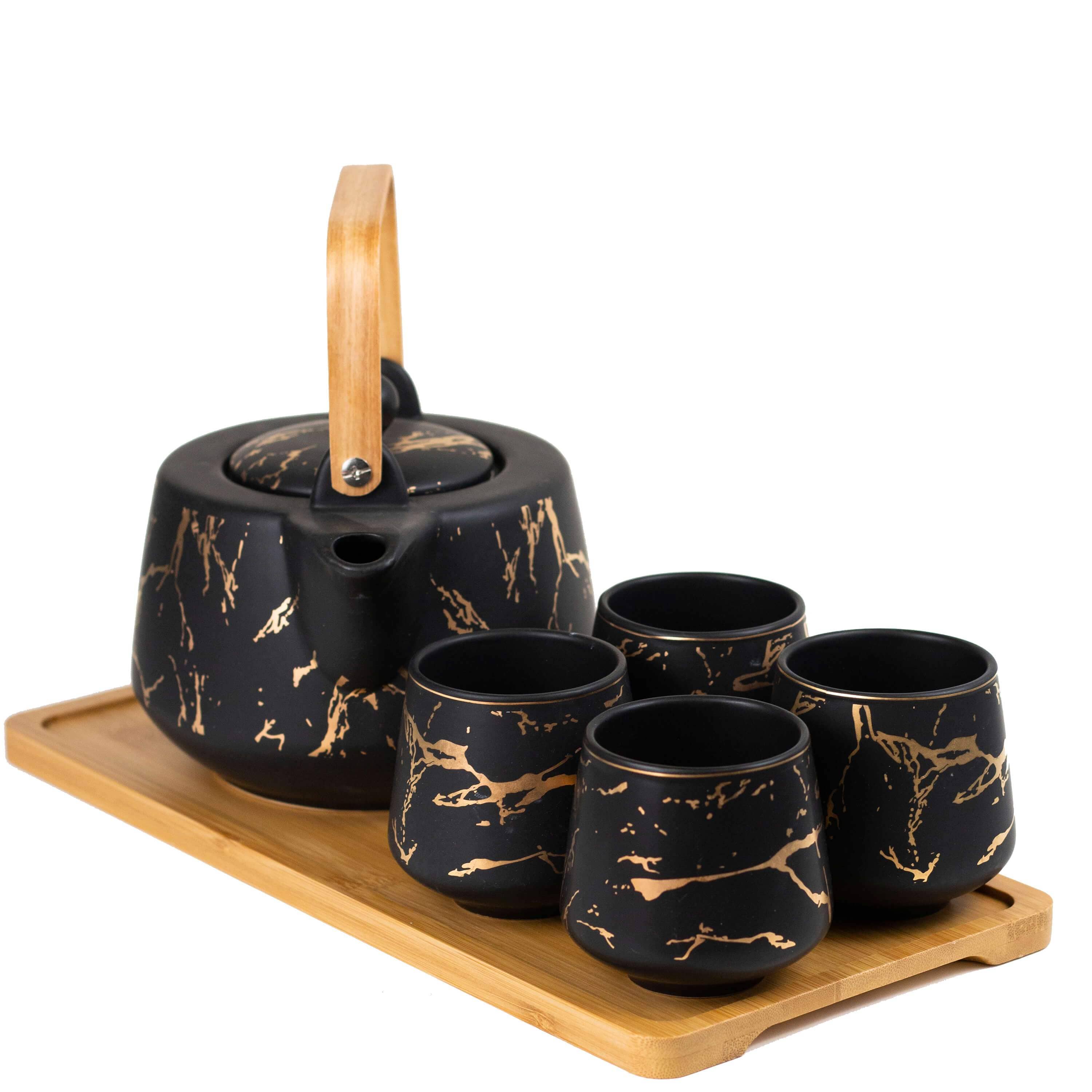 Ceramic Gold Marbled Tea Set - Image 5