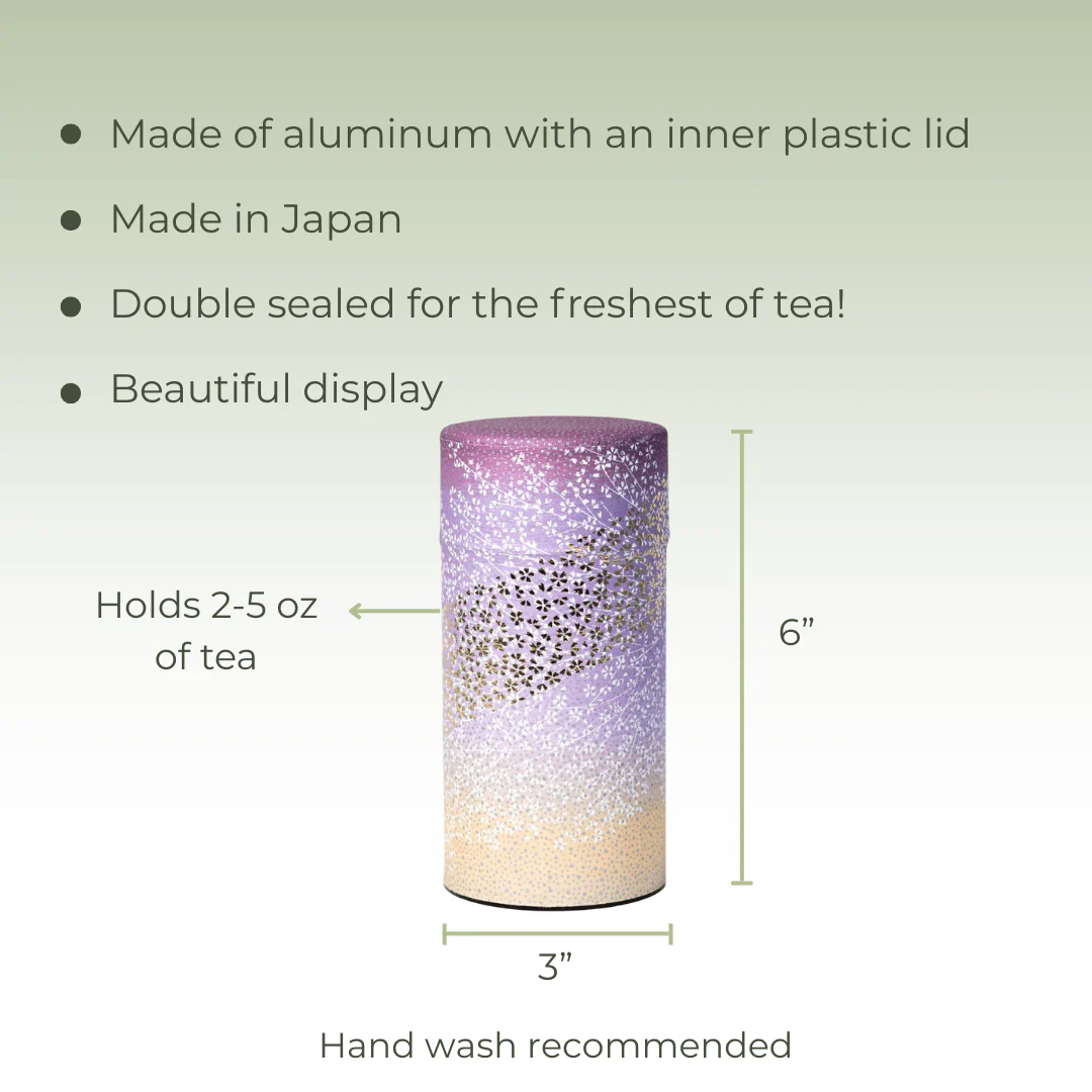 Japanese Tea Canister - Pink and Gold Flower - Image 2