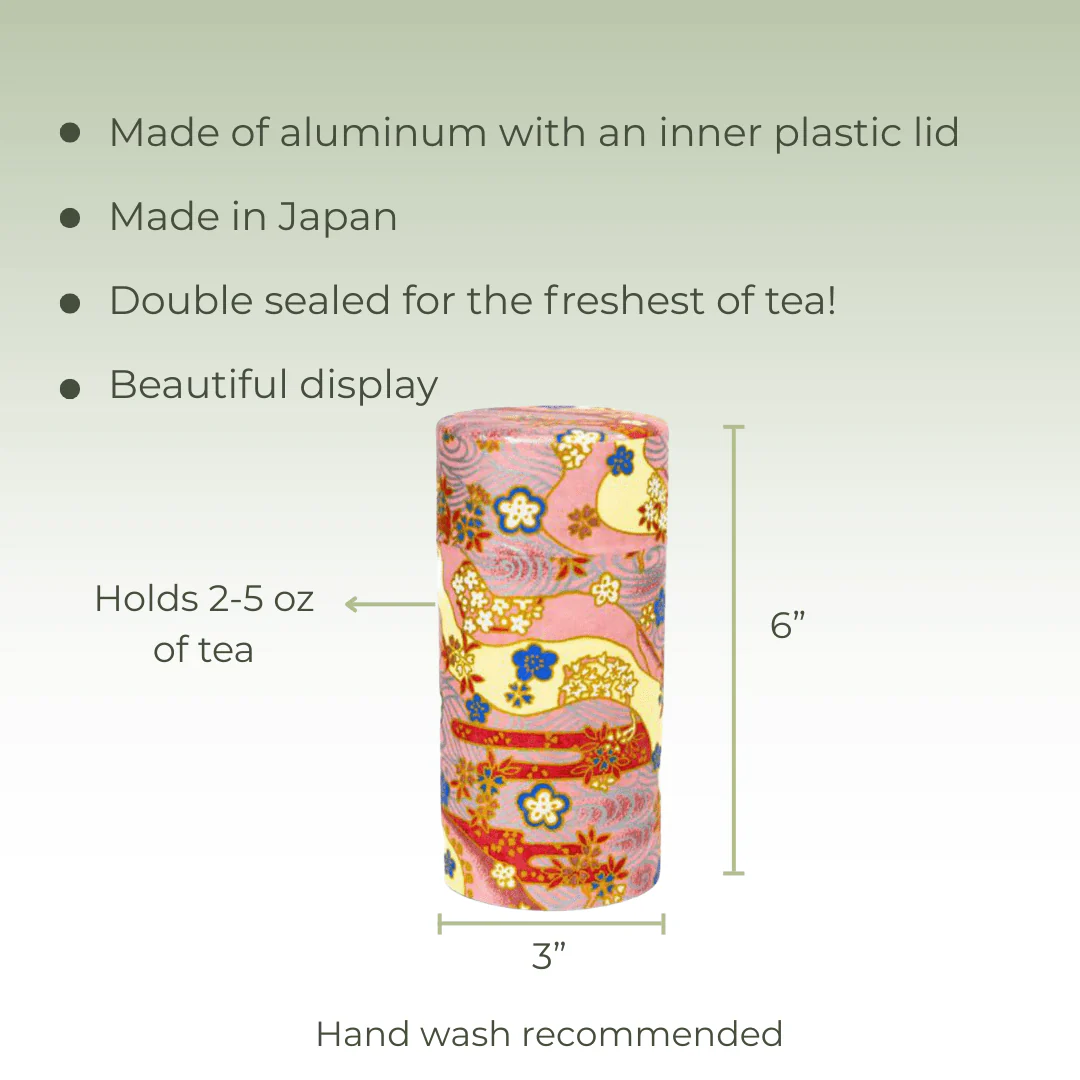 Japanese Tea Canister - Pink Floral - Image 2