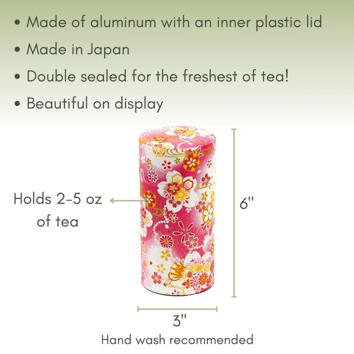 Japanese Tea Canister - Pink Flowers - Image 2