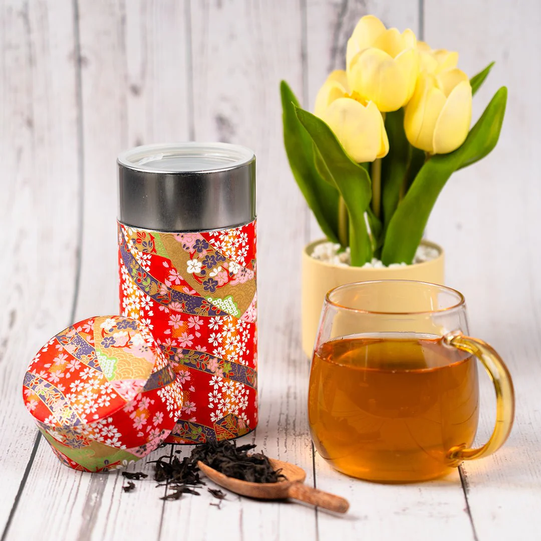 Japanese Tea Canister - Red and Gold - Image 3