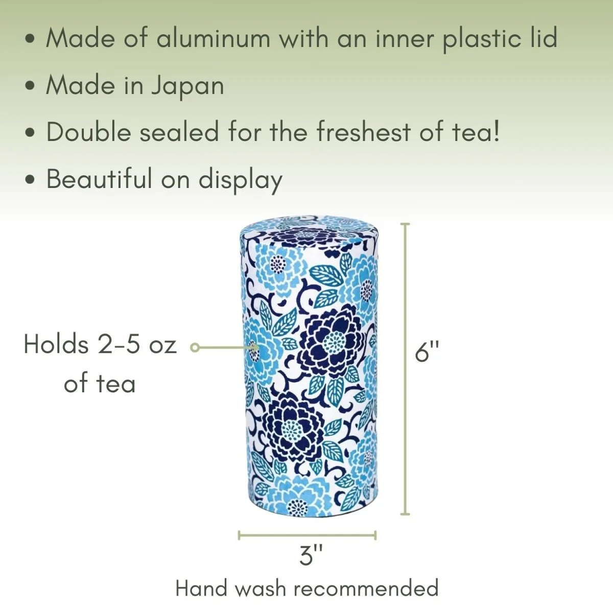 Japanese Tea Canister -Blue Blossoms - Image 2