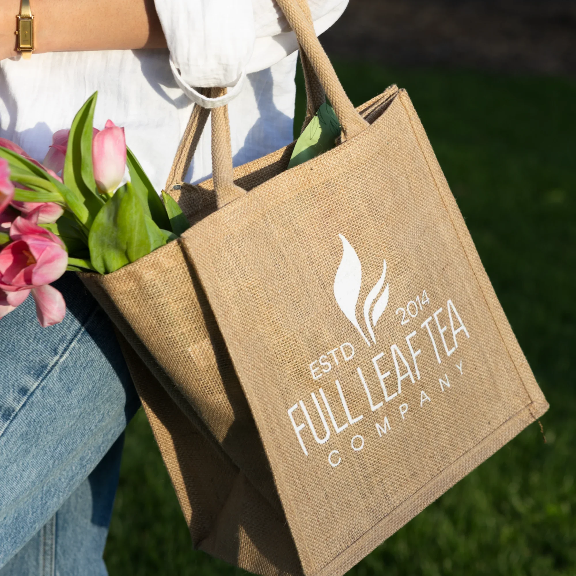 Signature Burlap Tote Bag - Image 4